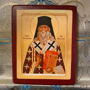 Handmade Mounted Icon | St Theophan the Recluse