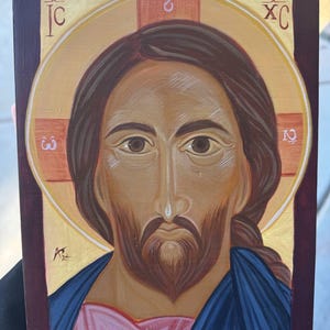Handgeschreven pictogram. Handgeschilderd pictogram | Jezus Christus, de Verlosser van de wereld