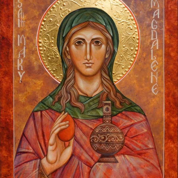 Handmade Mounted Icon | St Mary Magdalene Equal to the Apostles the First Witness of the Resurrection of Jesus Christ