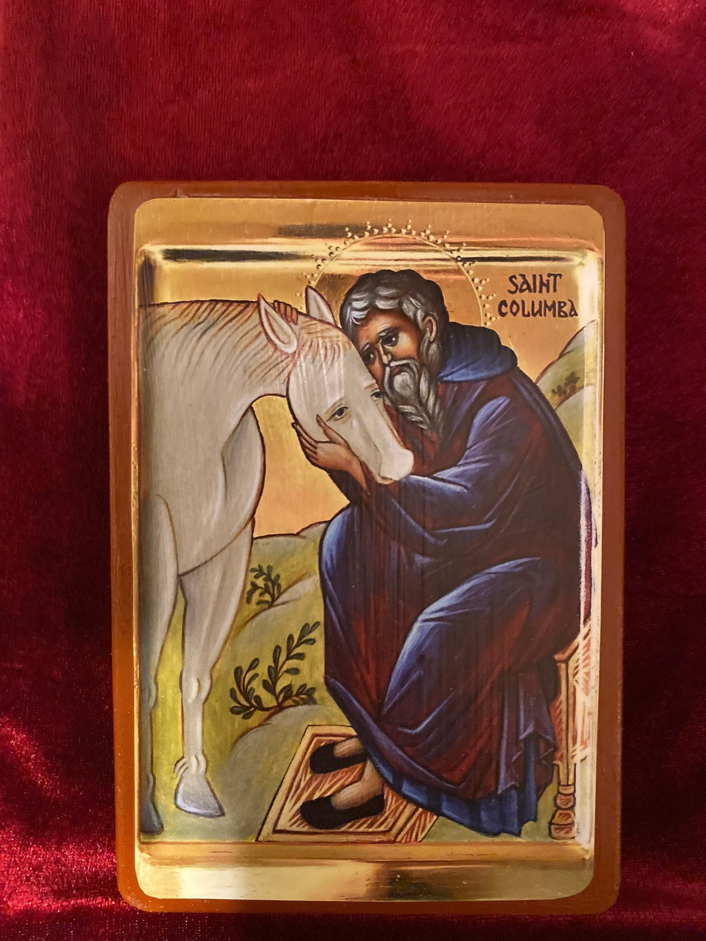 Handmade Mounted Icon | St Colomba of Iona | Celtic Saints - Etsy