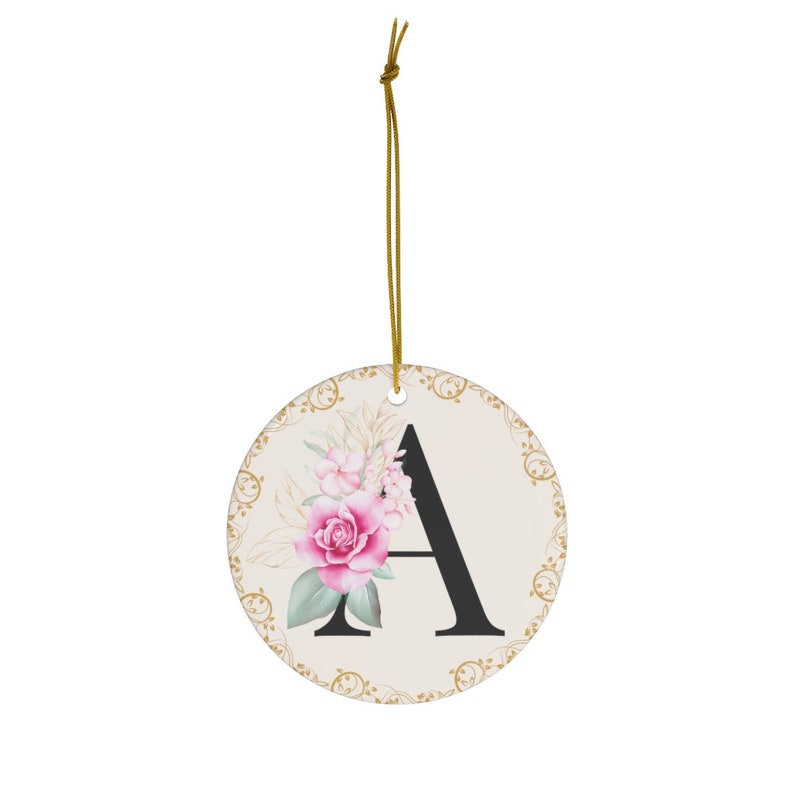 Monogram Ornament Letter A Bridal Party Gifts Ornament Letters Ceramic Ornaments Ornament With Initials Monogram Christmas Ornaments