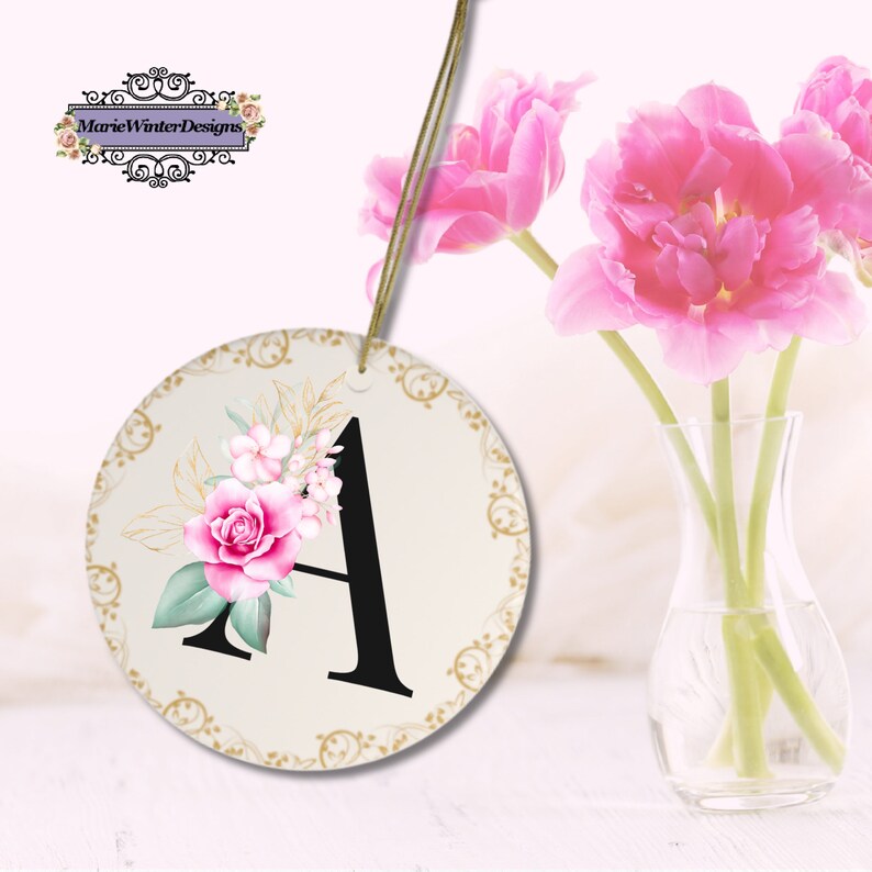 Monogram Ornament Letter A Bridal Party Gifts Ornament Letters Ceramic Ornaments Ornament With Initials Monogram Christmas Ornaments