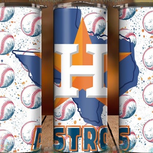 Houston Astro 20 oz tumbler, baseball fan tumbler, Houston baseball, 20 oz skinny tumbler, baseball season, birthday gift