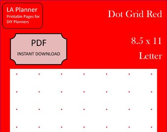 Dot Grid Paper, Red, 8.5 x 11, 5 per inch, Printable, Downloadable, DIY, Planner, Bullet Journal, Discbound, Letter