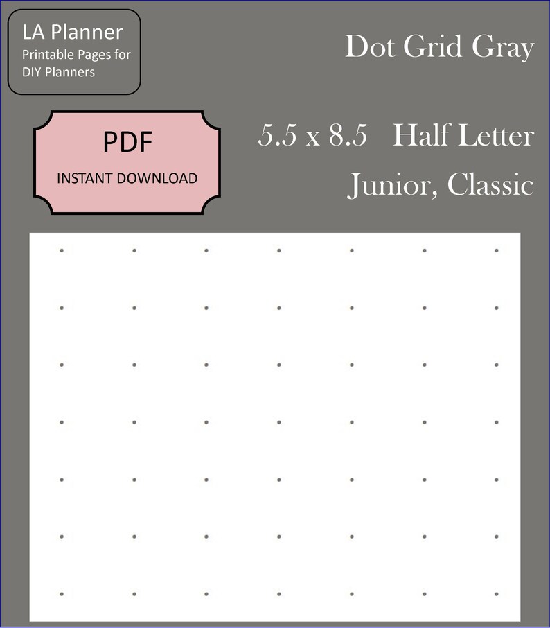 dot grid paper gray 55 x 85 5 per inch printable etsy
