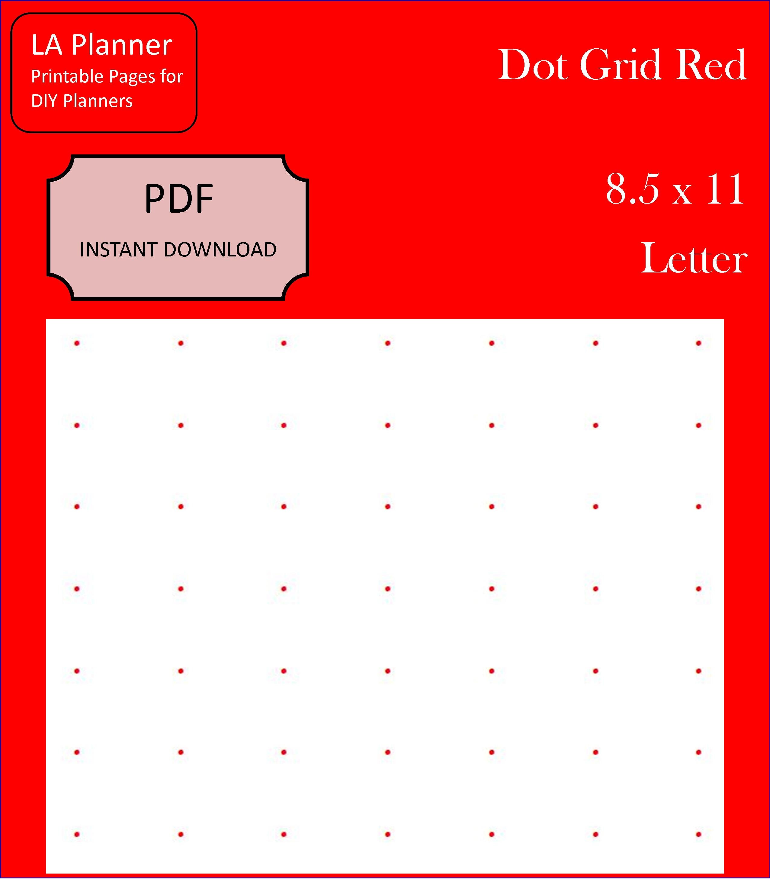 Dot Grid Paper Red 8.5 x 11 5 per inch Printable - Etsy España