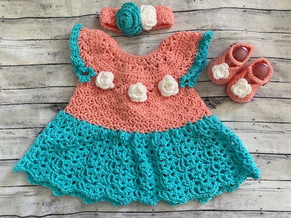 Handmade Crochet Baby Dress Set
