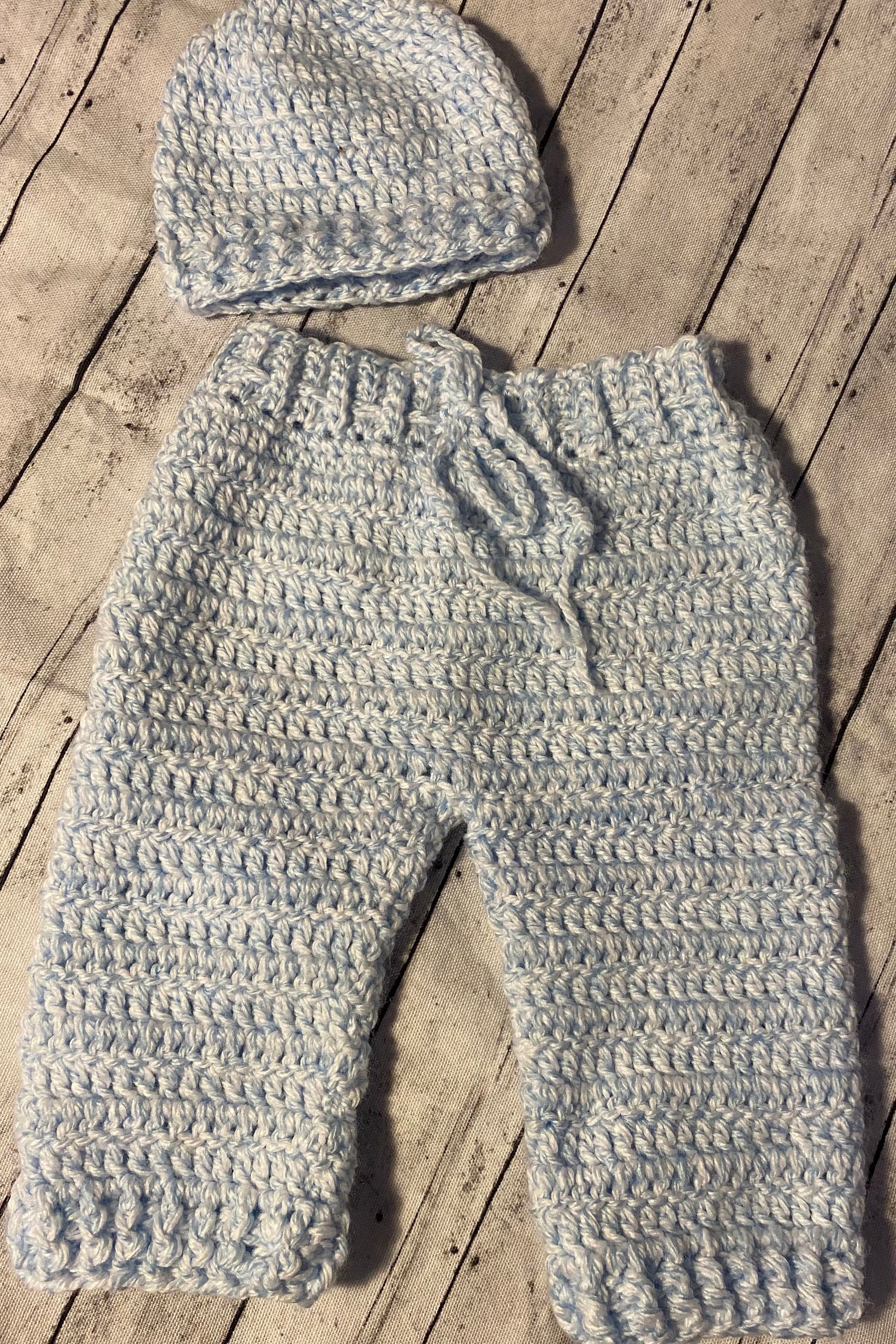 Crochet Boy Pants and Hat Outfit
