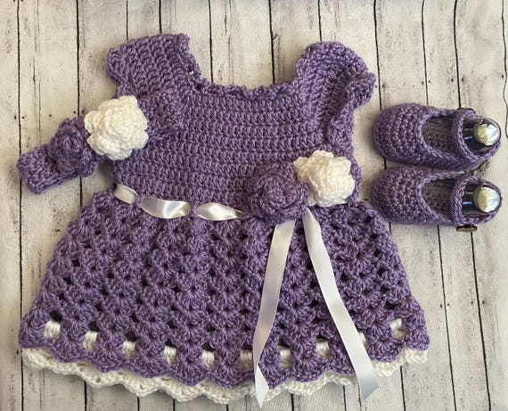 Handmade Baby Dress Set w/Shoes and Headband