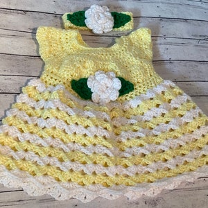 Beautiful Hand-Crocheted Baby Dress-Perfect for Baby Showers or any occasion
