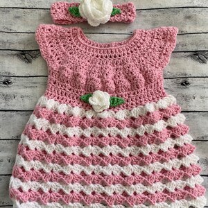 Beautiful Hand-Crocheted Baby Dress-Perfect for Baby Showers or any occasion