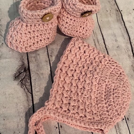 Baby Bonnet and Bootie Set