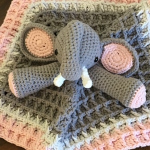 Elephant Lovey, Handmade security Blanket, Baby Gift, Baby Shower