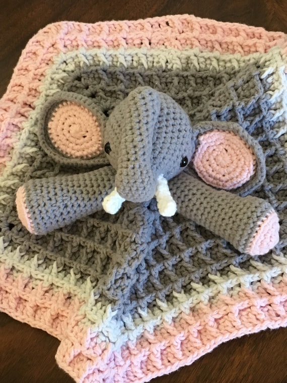 Elephant Lovey, Handmade security Blanket, Baby Gift, Baby Shower