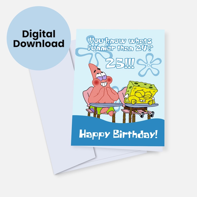 Spongebob 25 Birthday Card Printable - Printable Word Searches