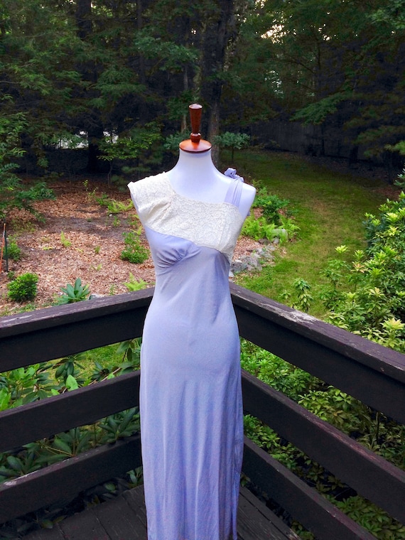 Vtg 40s Nightgown Periwinkle Blue, Size S