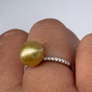 white south sea pearl ring. S925 simple sterling silver ring. Seawater pearl. Natural pearl ring design -AW