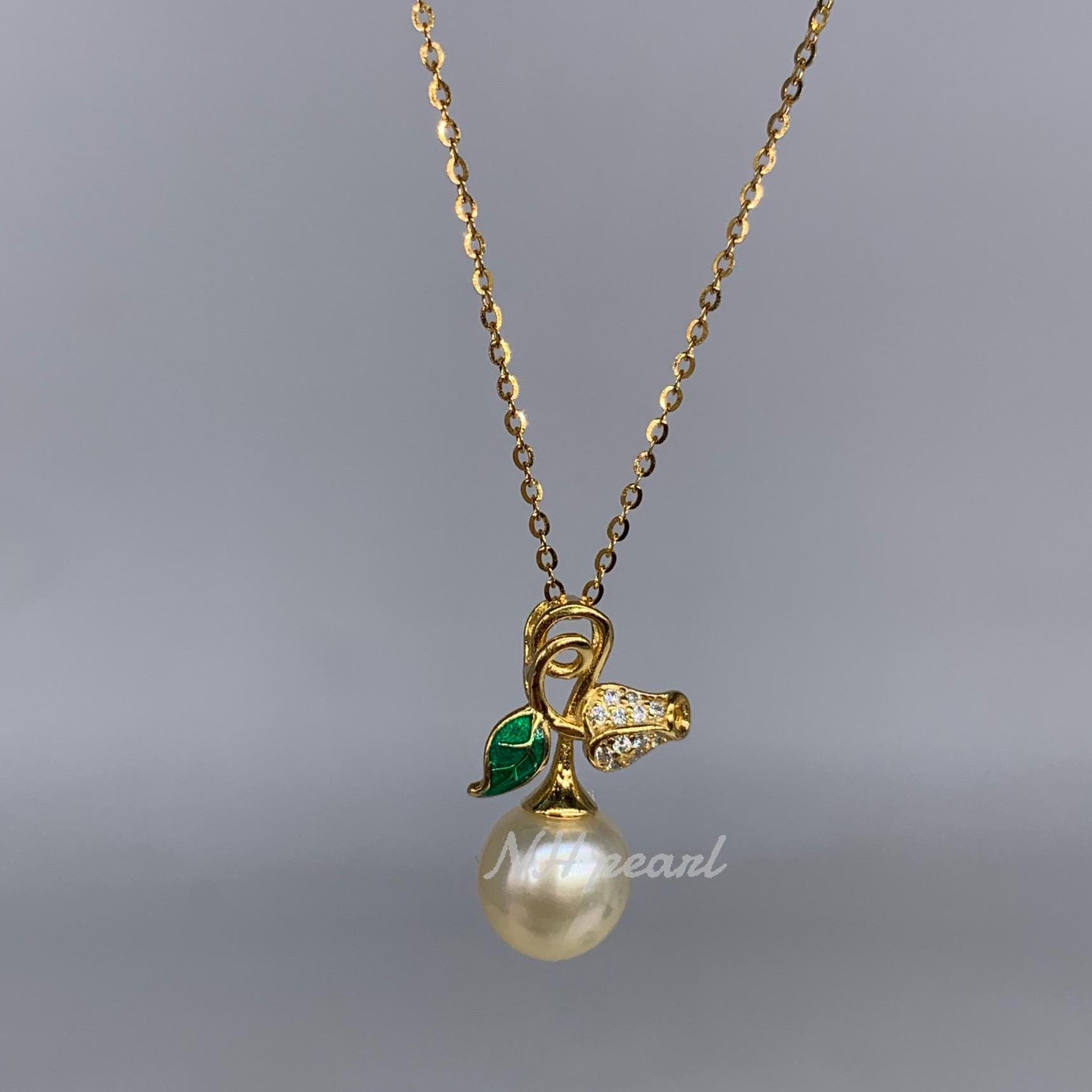 Collier Argent Sterling Avec Perle Gold Des Mers Du Sud Et Saphirs - Neuf