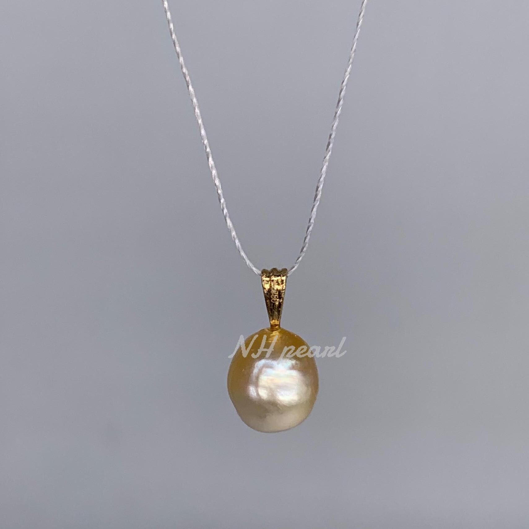 Collier En Argent Fin Avec Perle Dorée Des Mers Du Sud - Fil Ciré Gold Filled - Fait Main ROSEMIMOSA