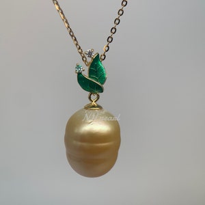 Golden12.5MM South Sea Pearl Pendant with s925 Silver