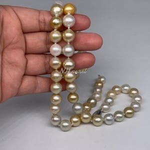 Genuine South Sea Pearl Necklace with s925 clasp, Seawater Pearl Necklace, long necklace - white