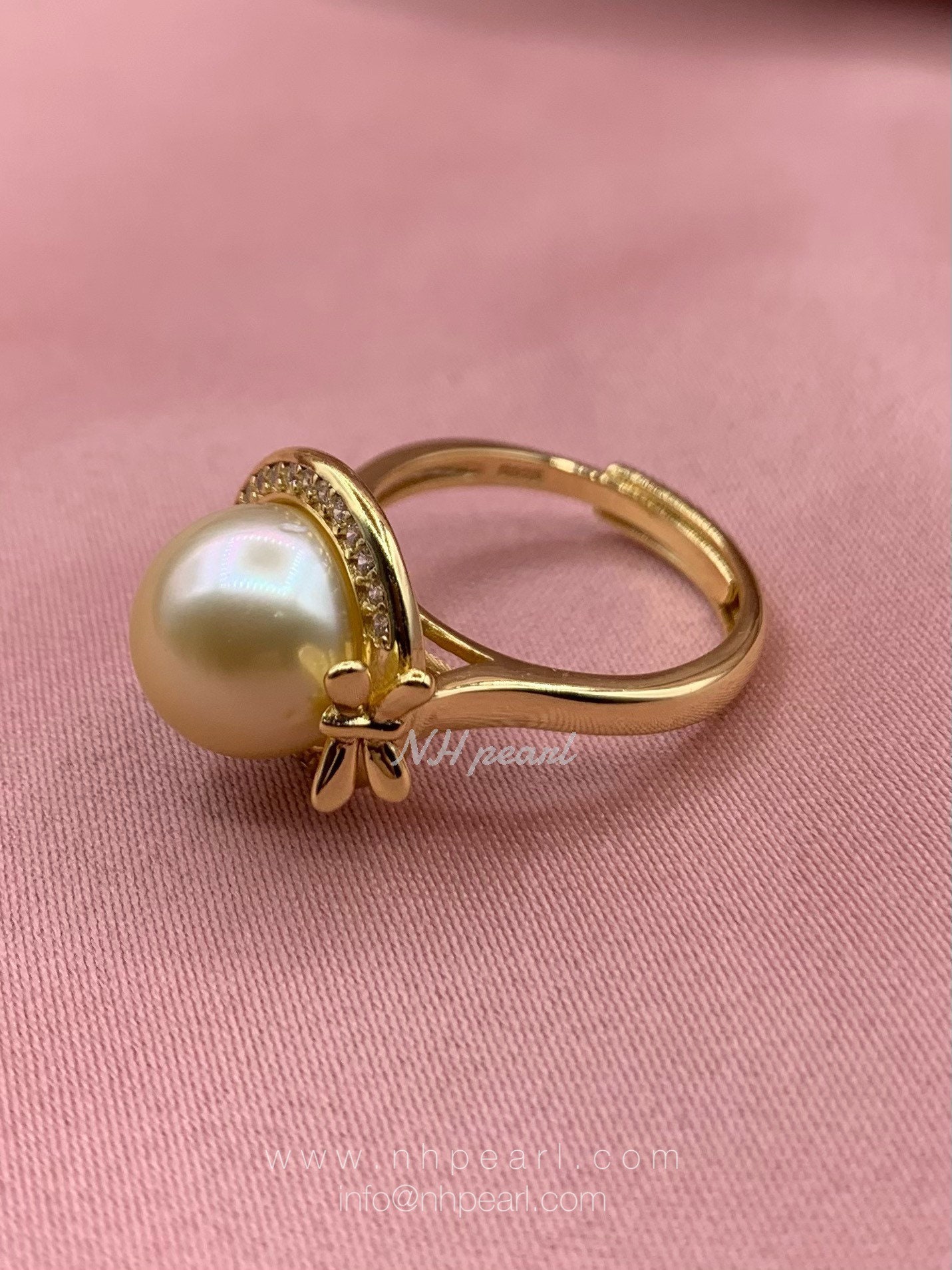 Round Golden South Sea Pearl With Elegant S925 Sterling Silver