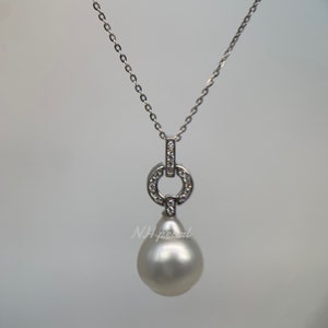 12.5mm South Sea Pearl Pendant with s925 Silver (white plated)