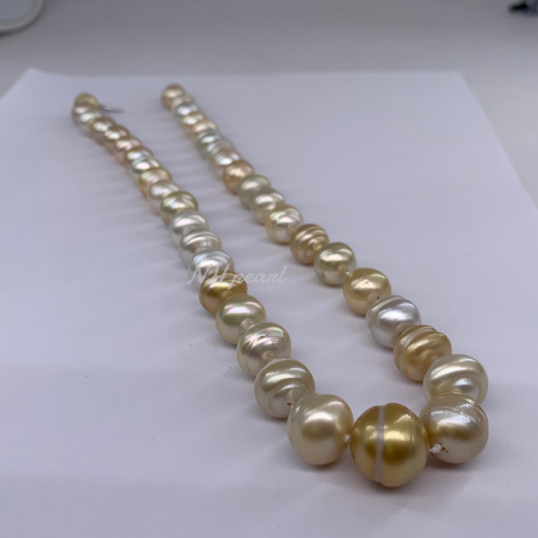 South Sea Pearl Strand Necklace, White-gold Pearls, S925 Clasp - Etsy