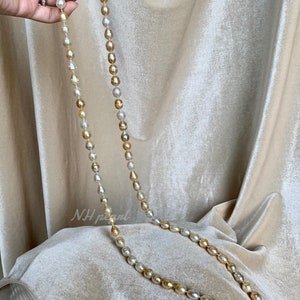 Genuine South Sea Pearl Necklace with s925 clasp, Seawater Pearl Necklace, long necklace