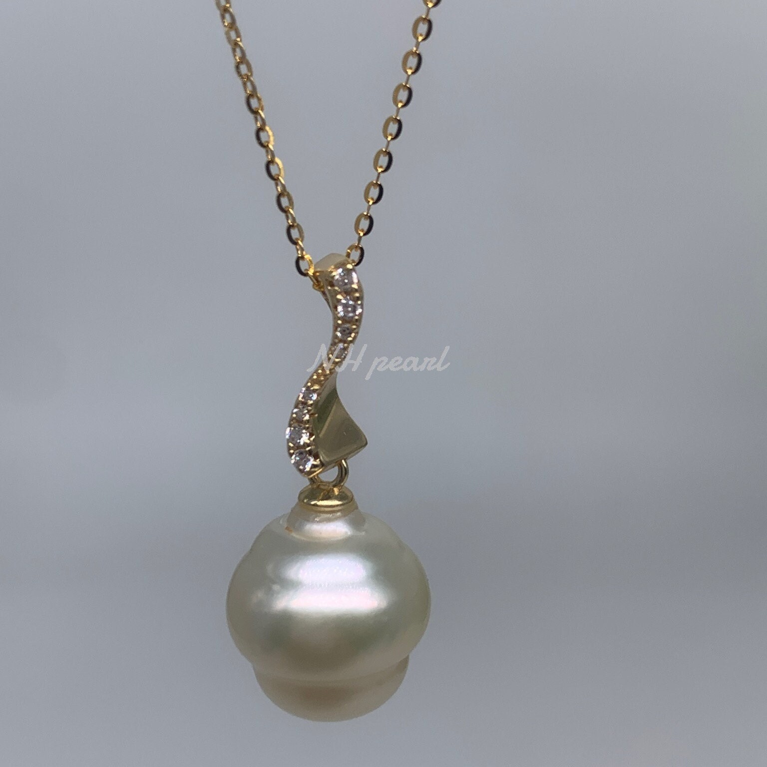 Südsee Barock Perlen 14K Gold Halskette, 11-12,5mm