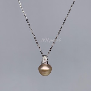 genuine south sea pearl in s925 pendant necklace, 10.5mm white seawater pearl, natural salt water pearl jewellery