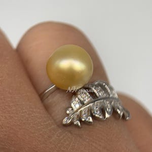 white  south sea pearl with elegant S925 sterling silver ring setting -N
