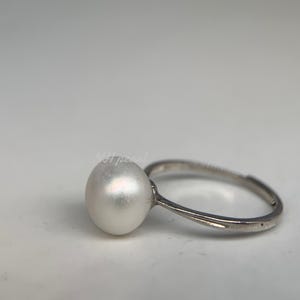 white ring  south sea pearl ring with s925 white silver  plating