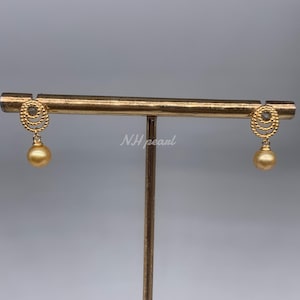 golden South Sea Pearl ,pearl gold south sea pearl earring stud