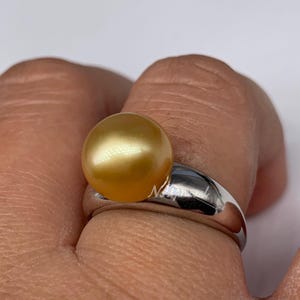 White south sea pearl ring. S925 sterling silver ring. Seawater pearl. Natural pearl ring -AU