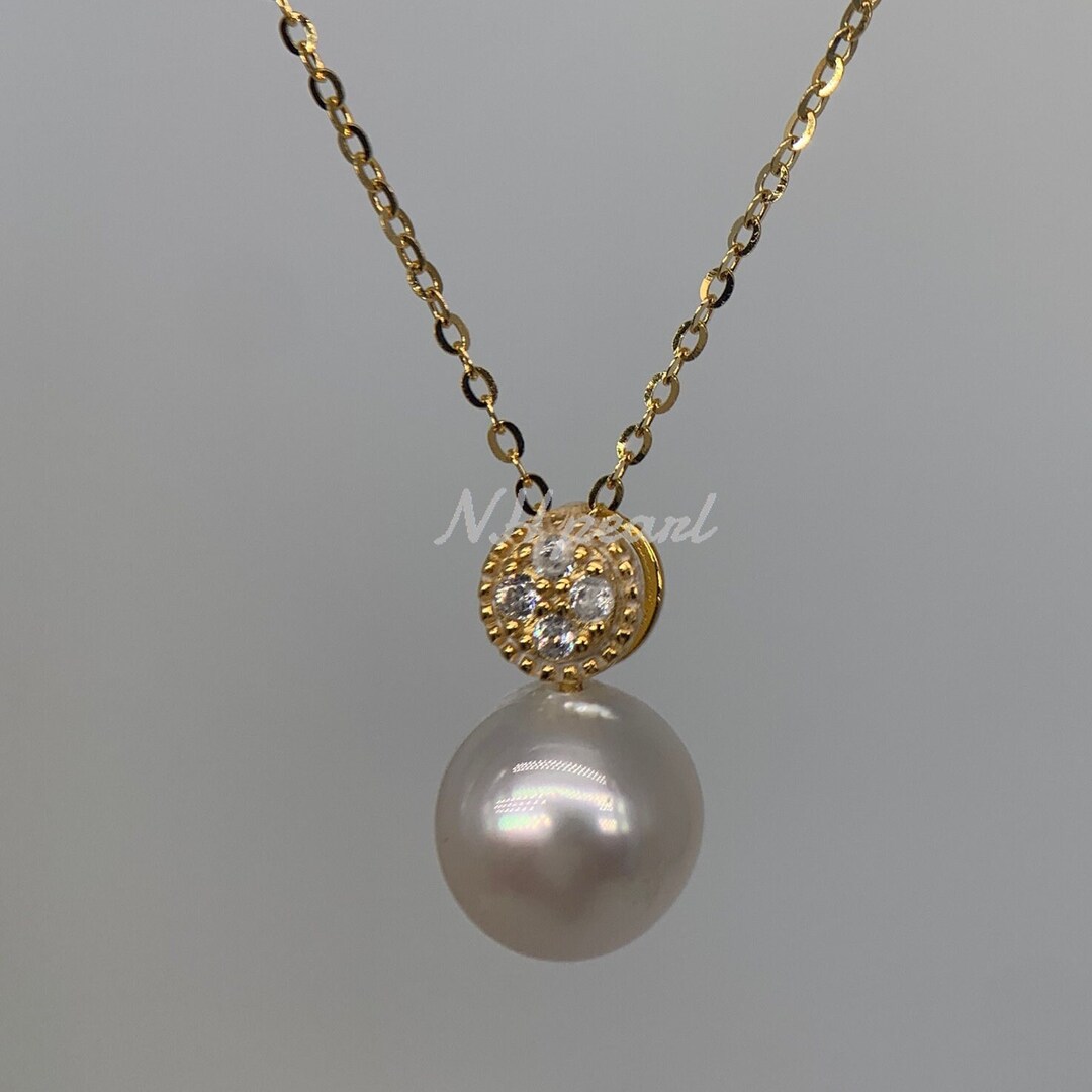 Collana Di Perle Conchiglia Mari Del Sud &ndash; Champagne Argento 10 Mm &ndash; 18 Pollici Con Cristallo