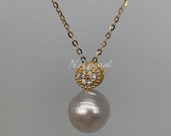 Collana con ciondolo di perle dei Mari del Sud color champagne: argento S925 placcato rodio - Italia Collana con ciondolo di perle dei Mari del Sud color champagne: argento S925 placcato rodio - Italia