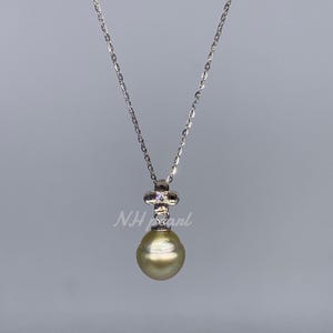 south sea pearl in s925 pendant necklace, gold seawater pearl, oval pearl, bridesmaid pearl wedding