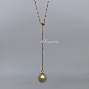 natural golden south sea pearl pendant set with s925 silver setting, high quality and lustrous genuine pearl