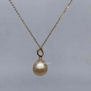 Genuine champagne south sea pearl pendant necklace, sea water pearl necklace, champagne pearl, rhodium plated pendant s925