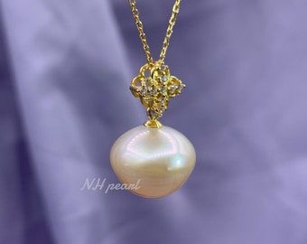 gorgeous natural golden south sea pearl pendant set with s925 silver setting, high quality and lustrous genuine pearl