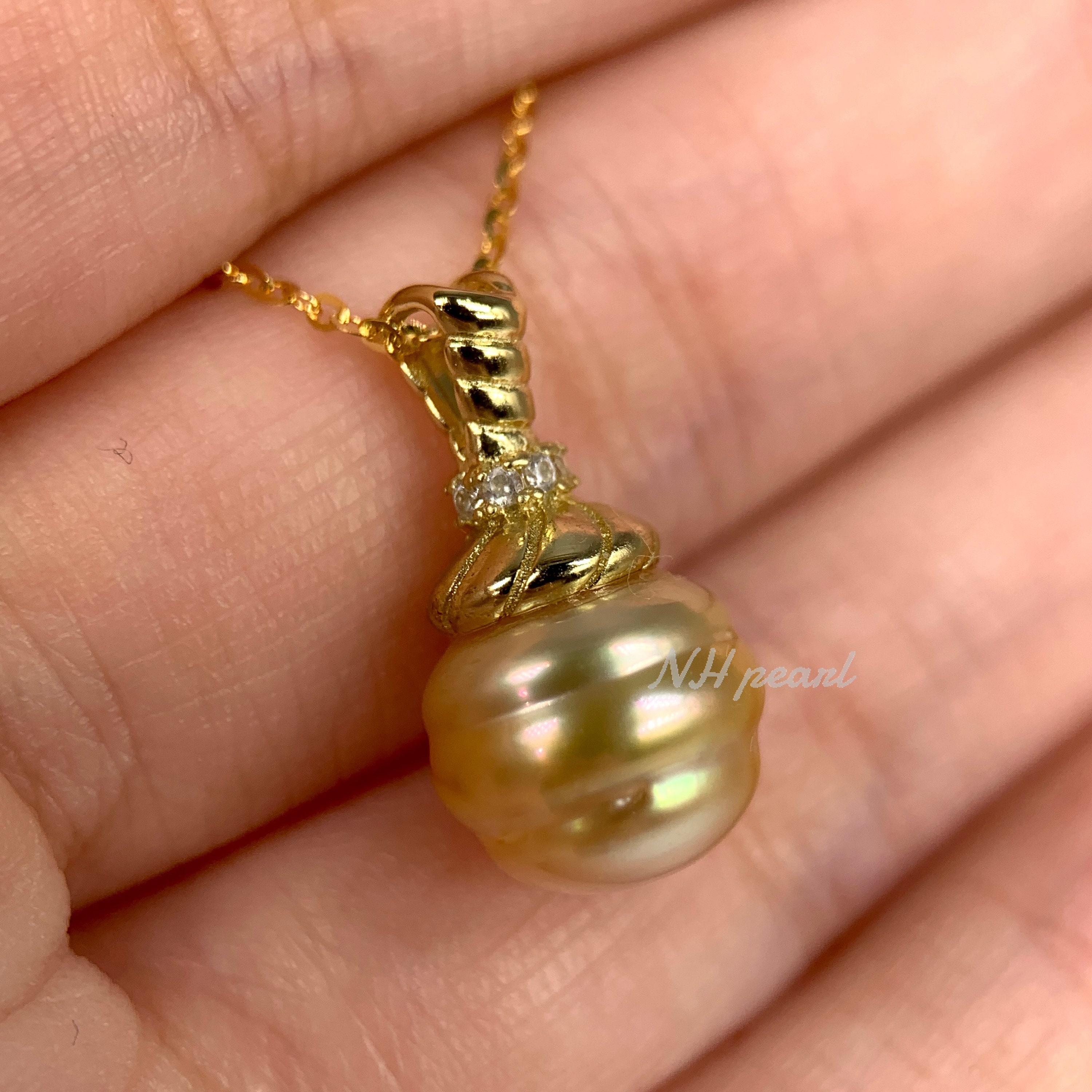 South sea pearl necklace with gold deals