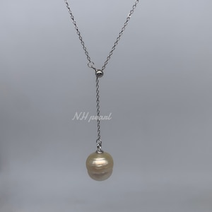 authentic white south sea pearl in s925 pendant necklace, 9.5mm white seawater pearl, natural salt water pearl jewellery. Drop pearl