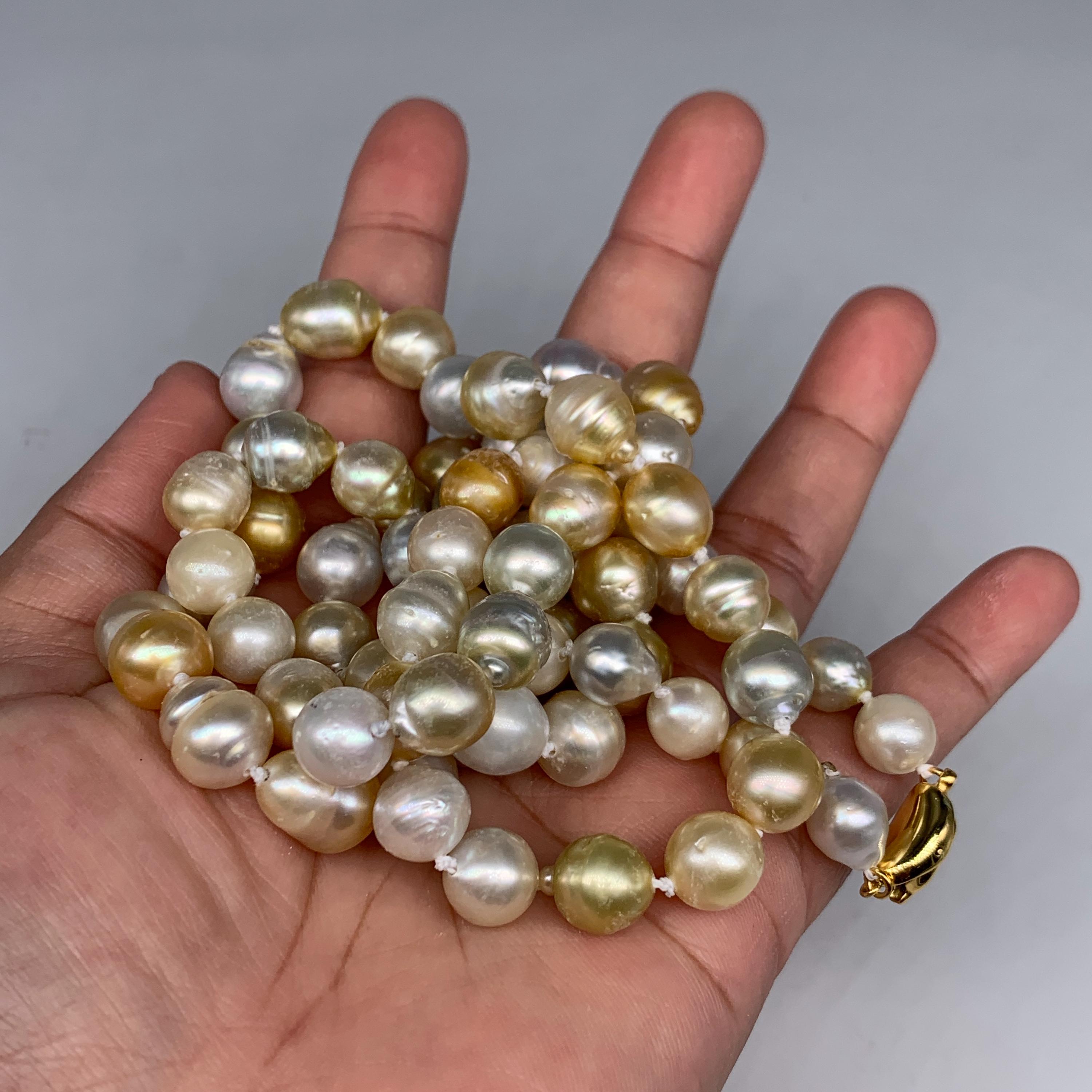 Nuova Collana Perline Perle Multicolore Mare Del Sud 8 Mm 10 Mm - Foto 8