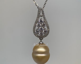 Perla blanca de los mares del Sur con elegante engaste de anillo de plata esterlina S925 BLANCA