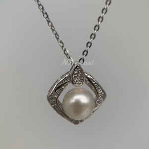 south sea pearl in s925 pendant necklace, gold seawater pearl, unique pearl, bridesmaid pearl wedding