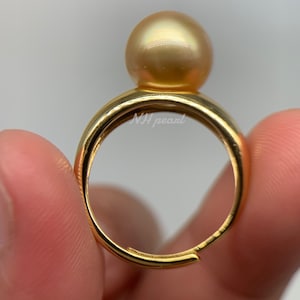 Perle des mers du Sud champagne avec monture moderne en or sterling S925. perle -T