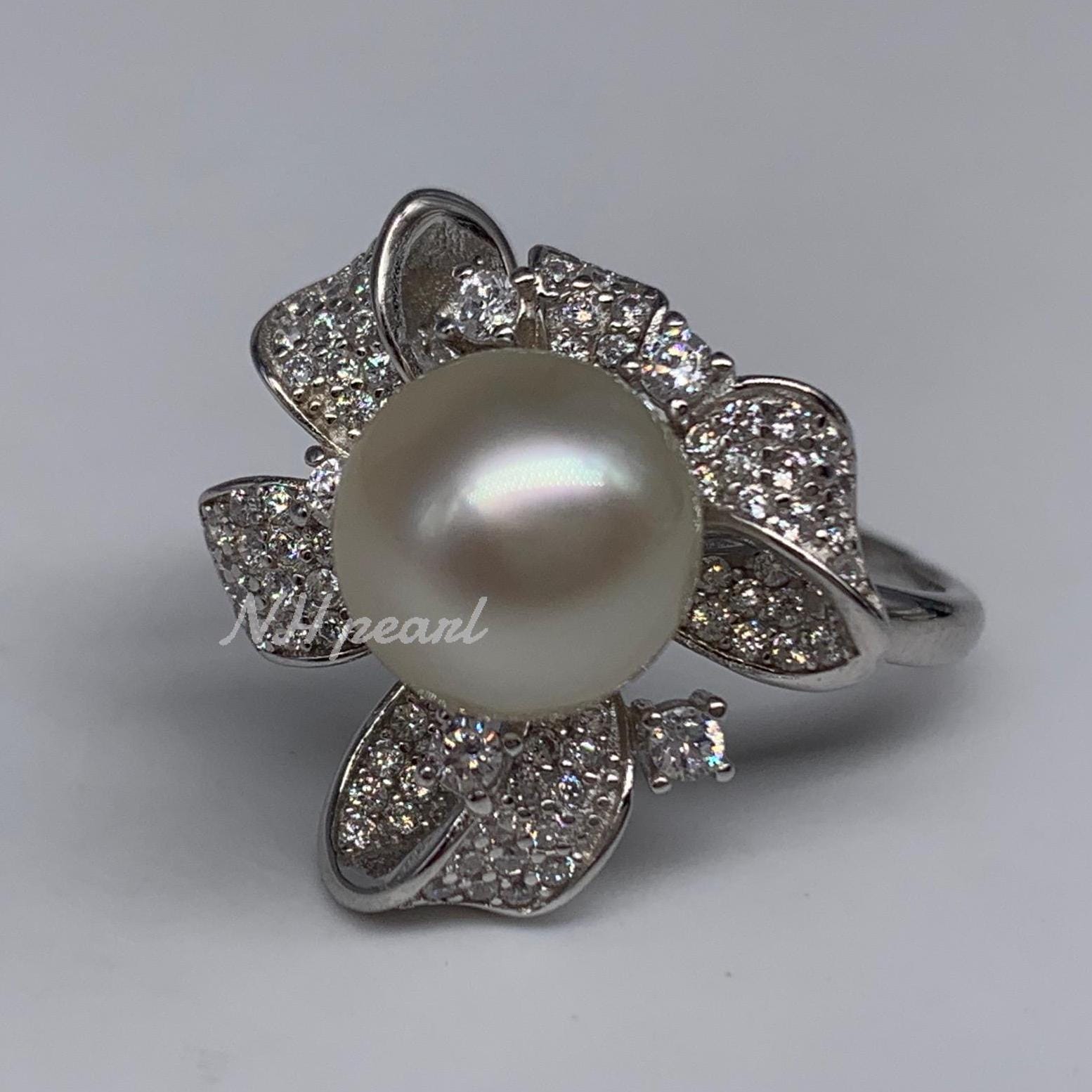 Champagne South Sea Pearl Ring: S925 Sterling Silver, Adjustable 
