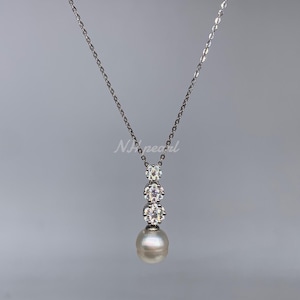 natural white south sea pearl pendant , s925 solid sterling silver and cz