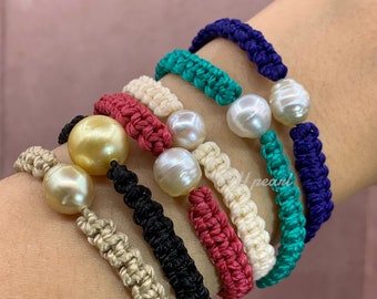 Bracciale In Perle Bianche Del Mare Del Sud 7-8mm 3 Righe – Vintage 7,5 Pollici